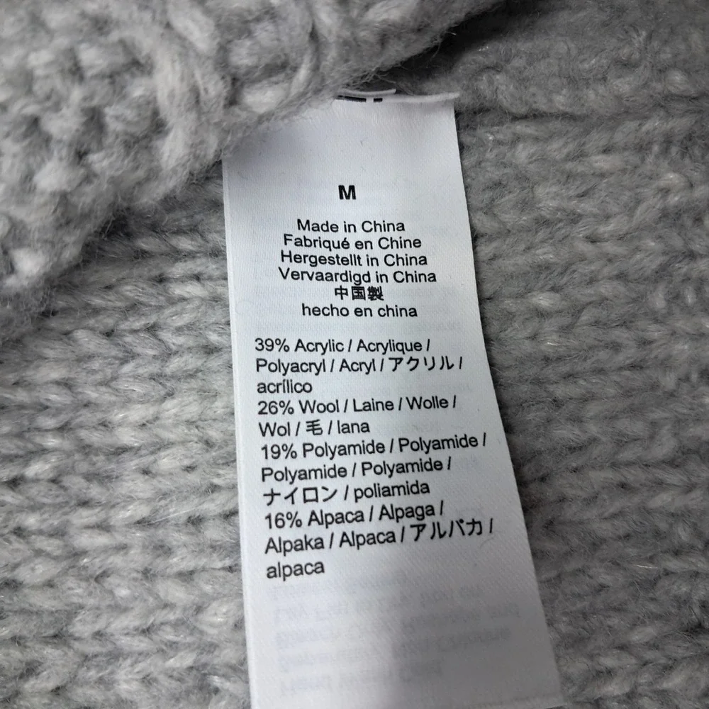 J. Crew Sweater Women's Medium Gray Pointelle Wool Alpaca Popcorn Flowers Winter